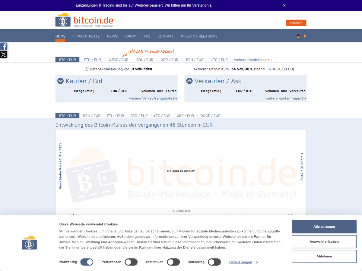 Screenshot von Bitcoin
