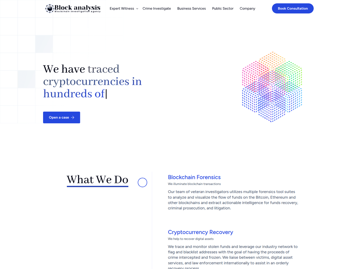 Screenshot von Blockanalysis