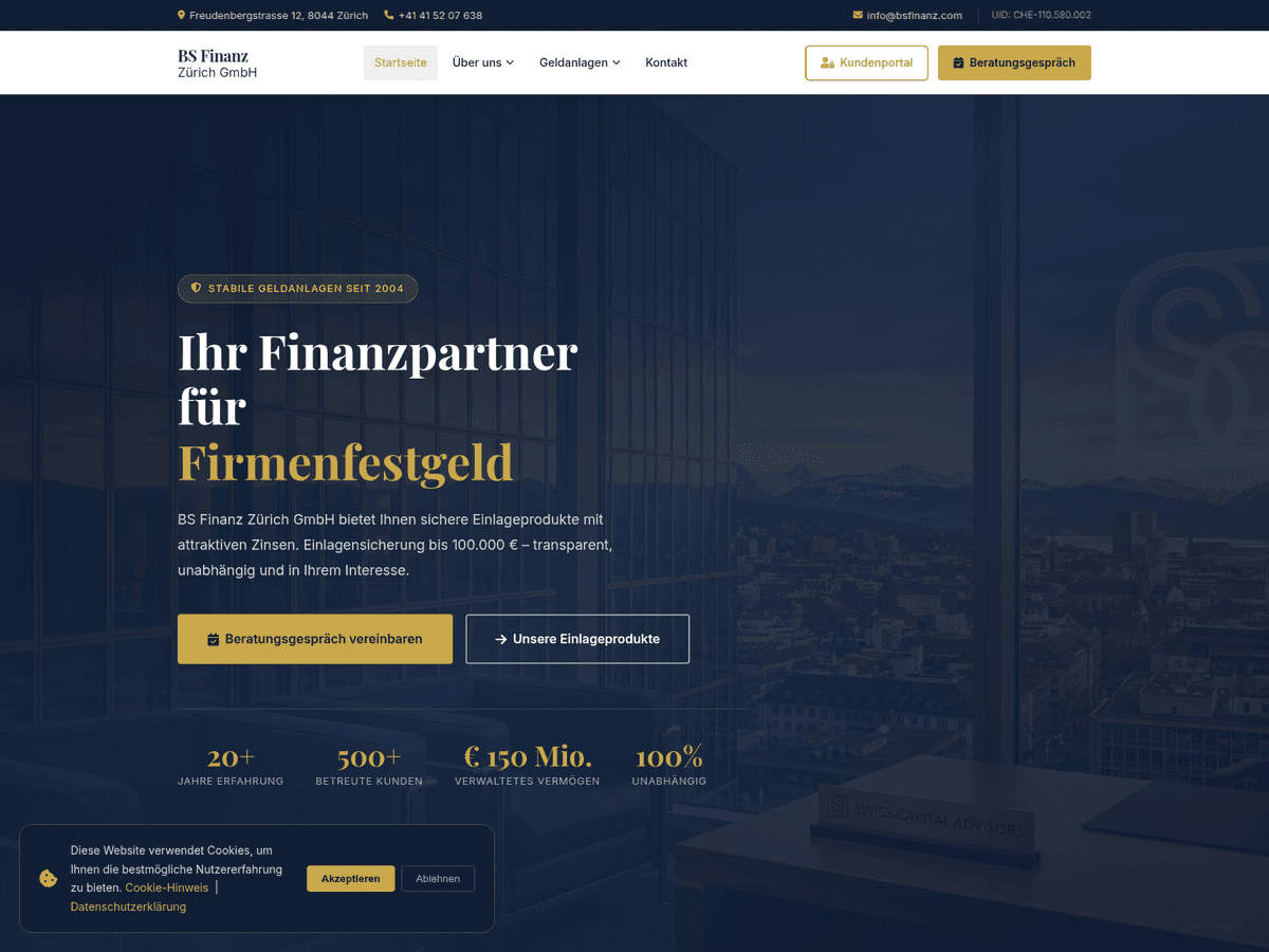 Screenshot von Bsfinanz