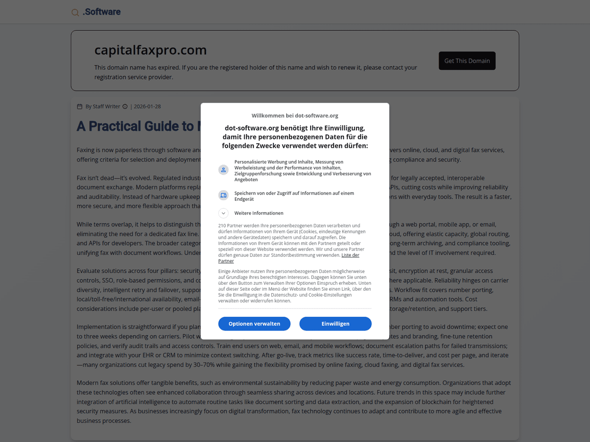 Screenshot von Capitalfaxpro