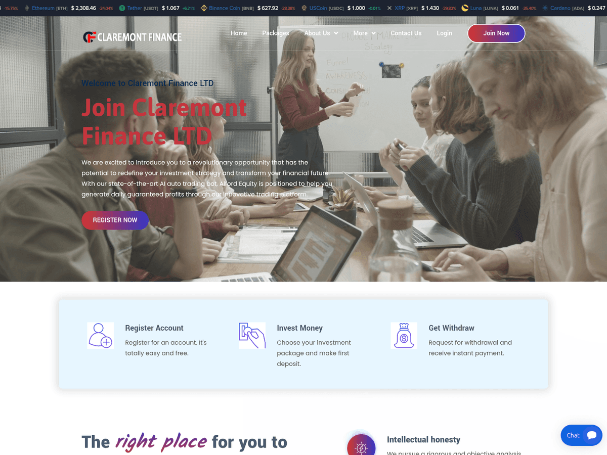 Screenshot der Webseite Claremontfinanceltd (claremontfinanceltd.org)