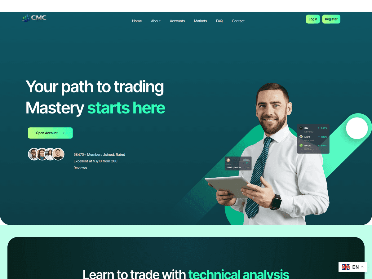 Screenshot der Webseite Cmctrading (cmctrading.eu)