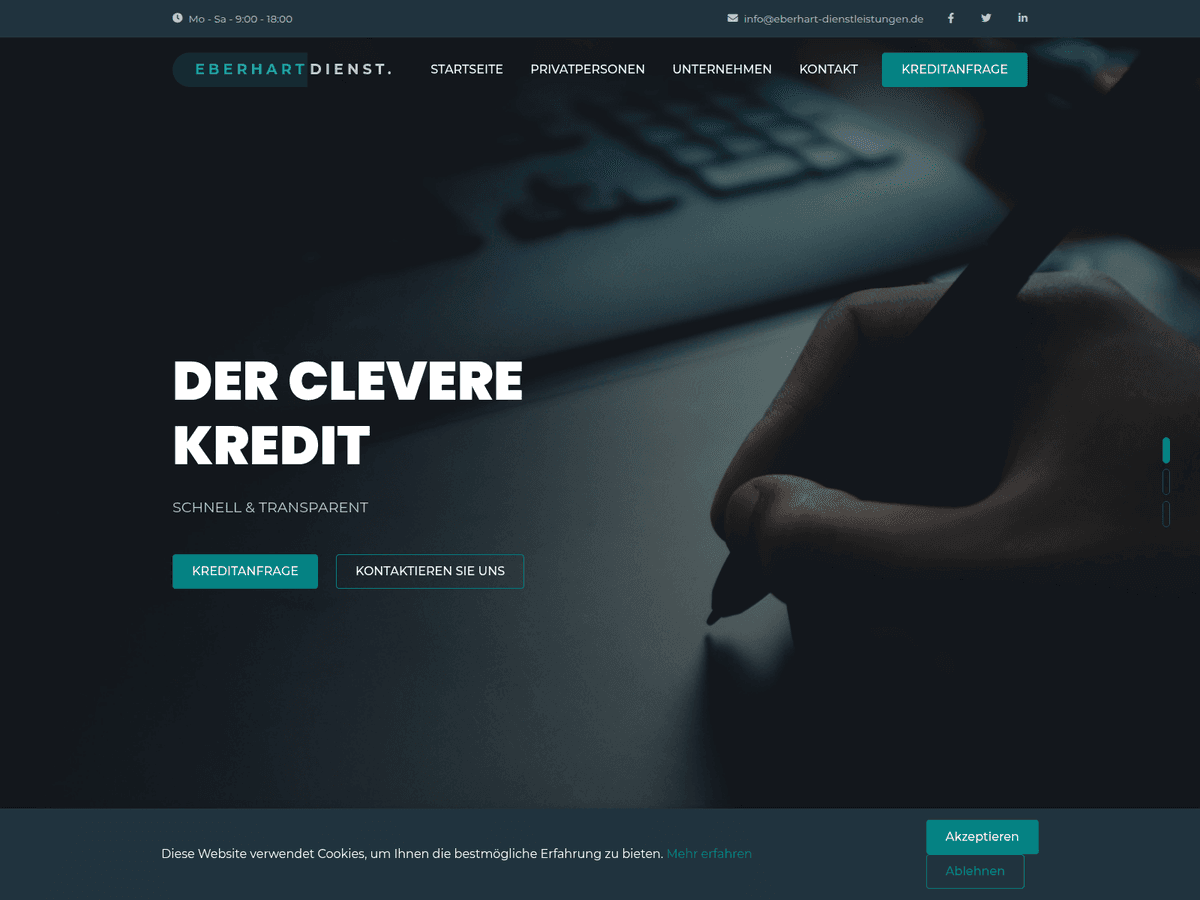 Screenshot der Webseite Eberhart Dienstleistungen (eberhart-dienstleistungen.de)