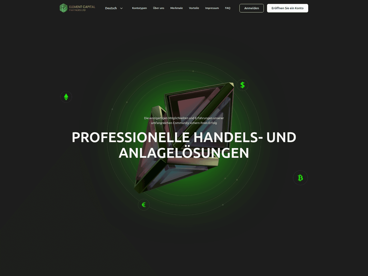 Screenshot der Webseite Elementcap (elementcap.io)