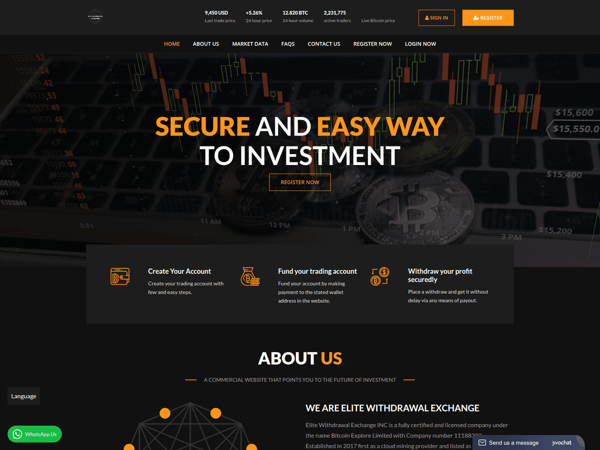 Screenshot der Webseite Elitewithdrawalexchange (elitewithdrawalexchange.pro)
