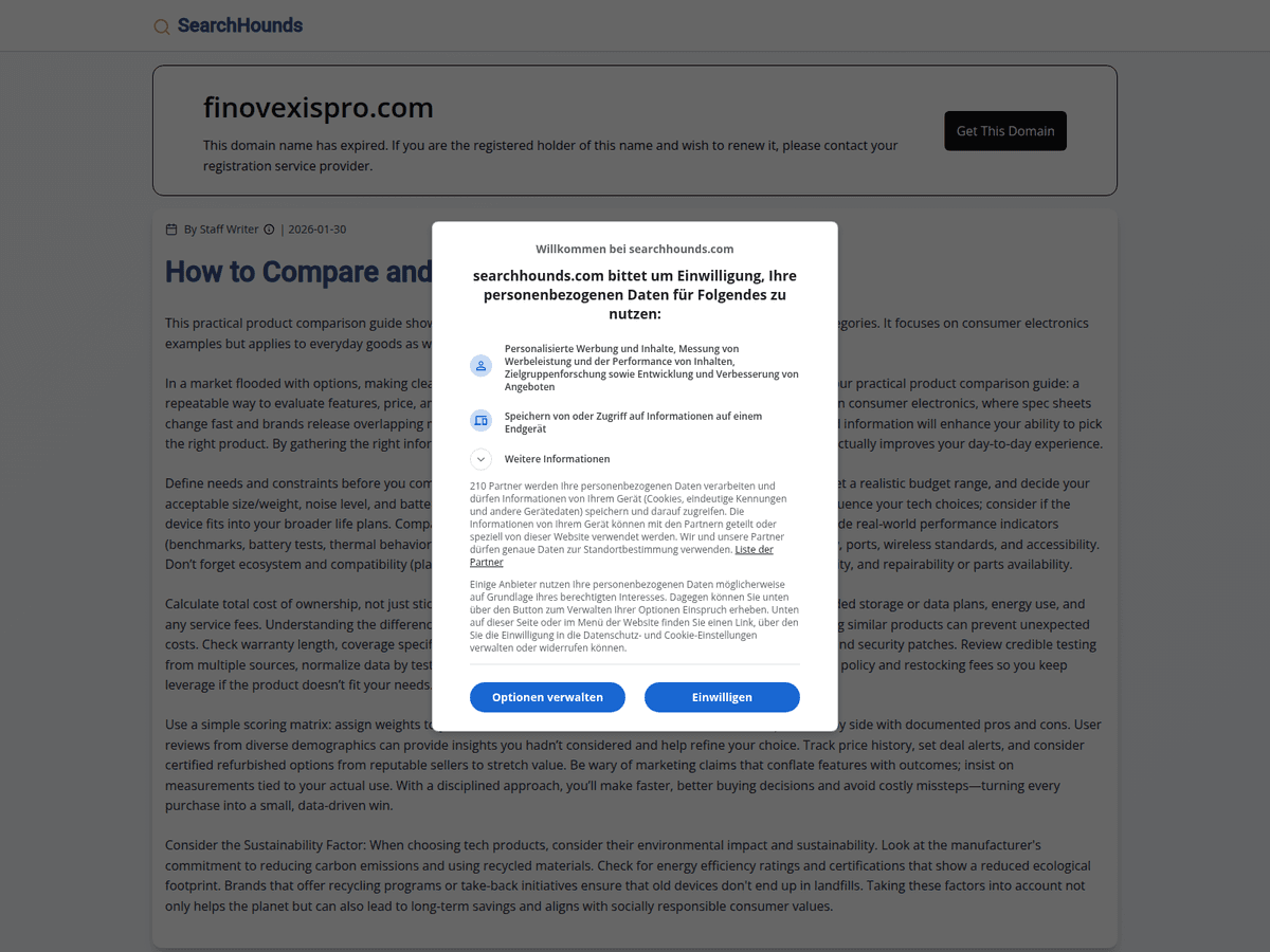 Screenshot von Finovexispro