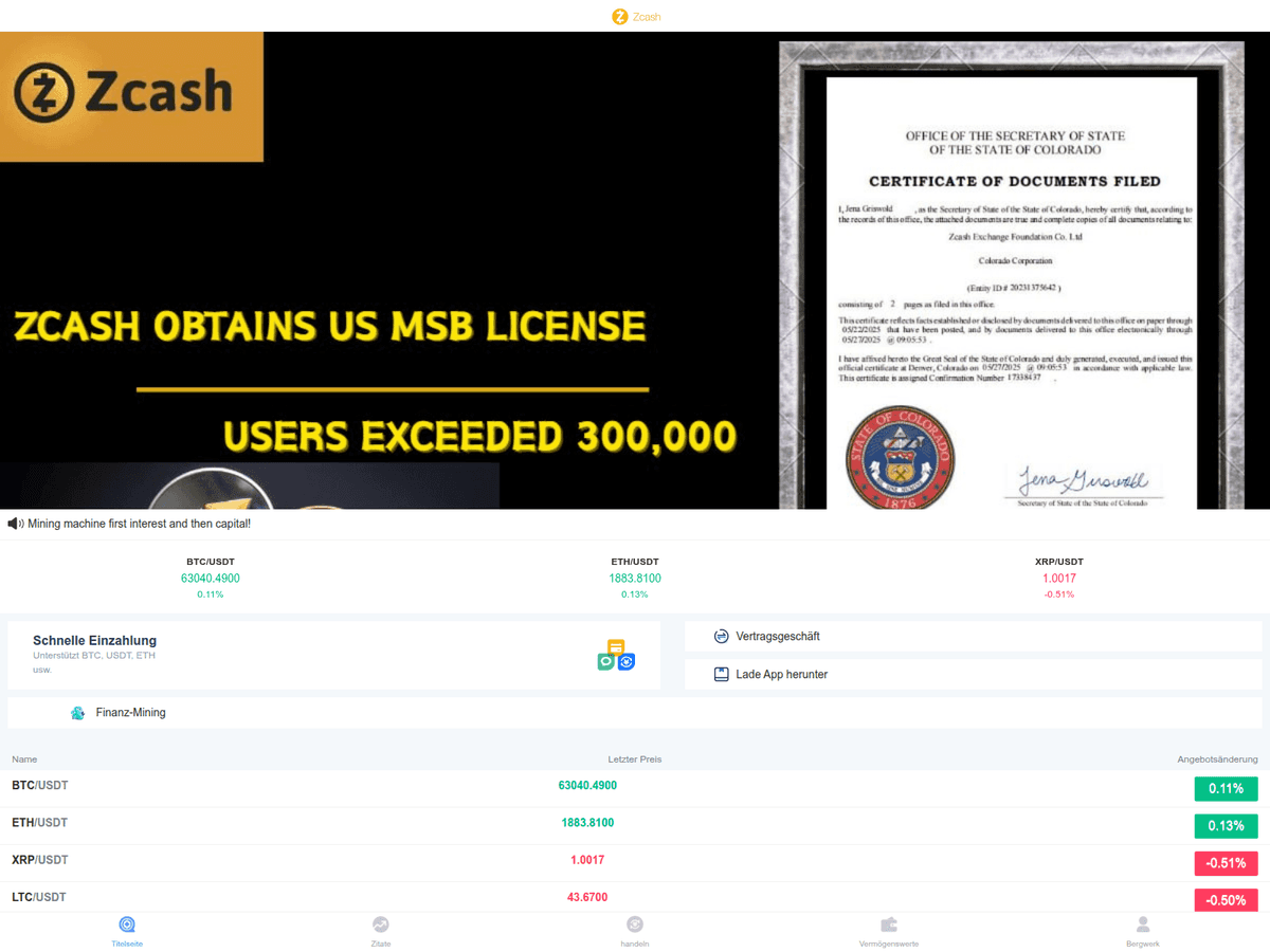 Screenshot von Fullzcash