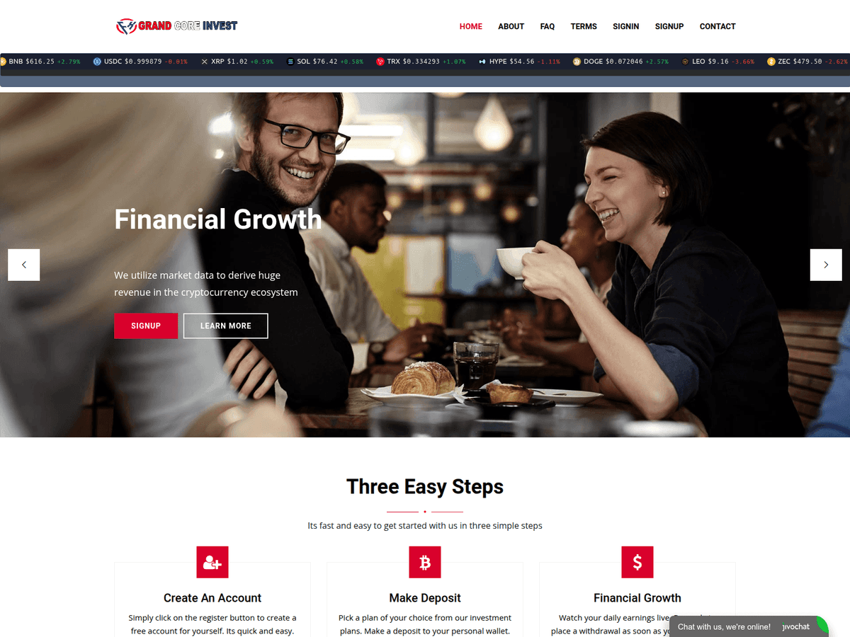 Screenshot von Grandcoreinvest