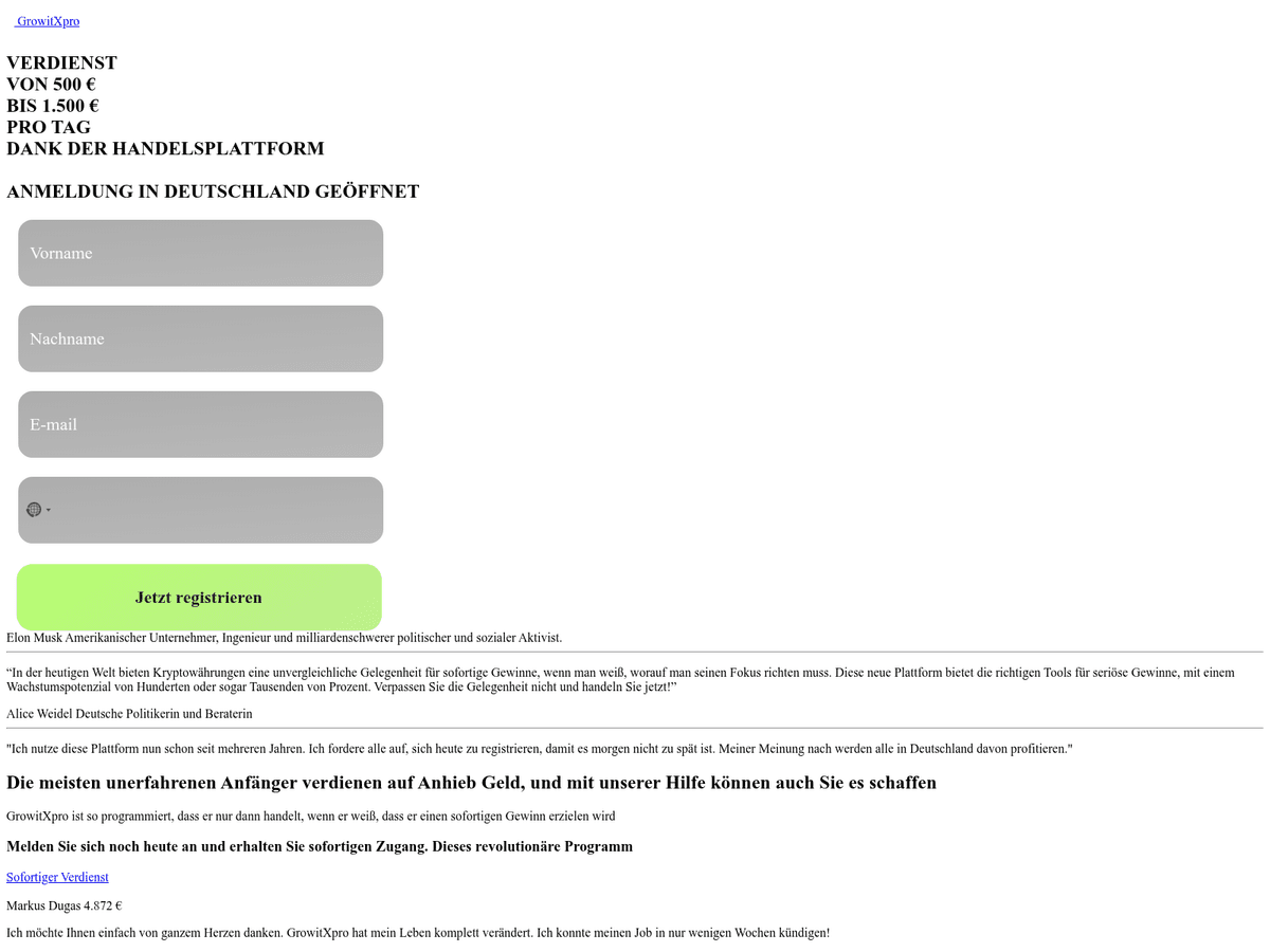 Screenshot von Growitxpro