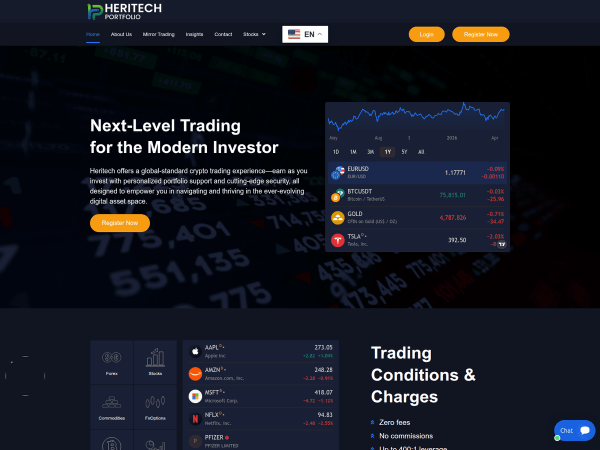 Screenshot von Heritech Portfolios