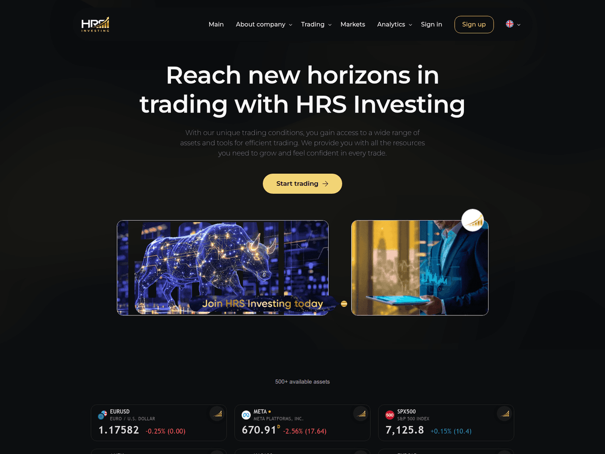 Screenshot der Webseite Hrsinvesting (hrsinvesting.co)