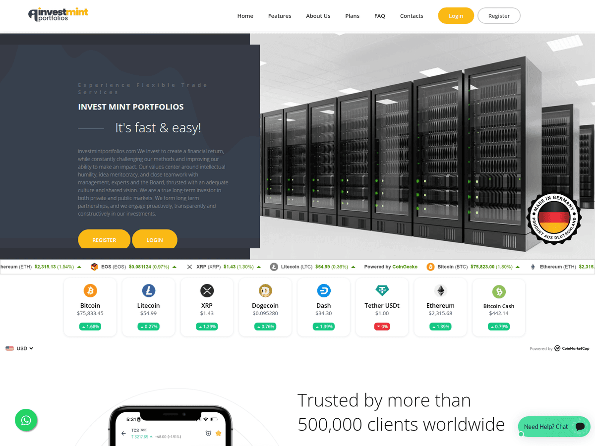 Screenshot von Investmintportfolios