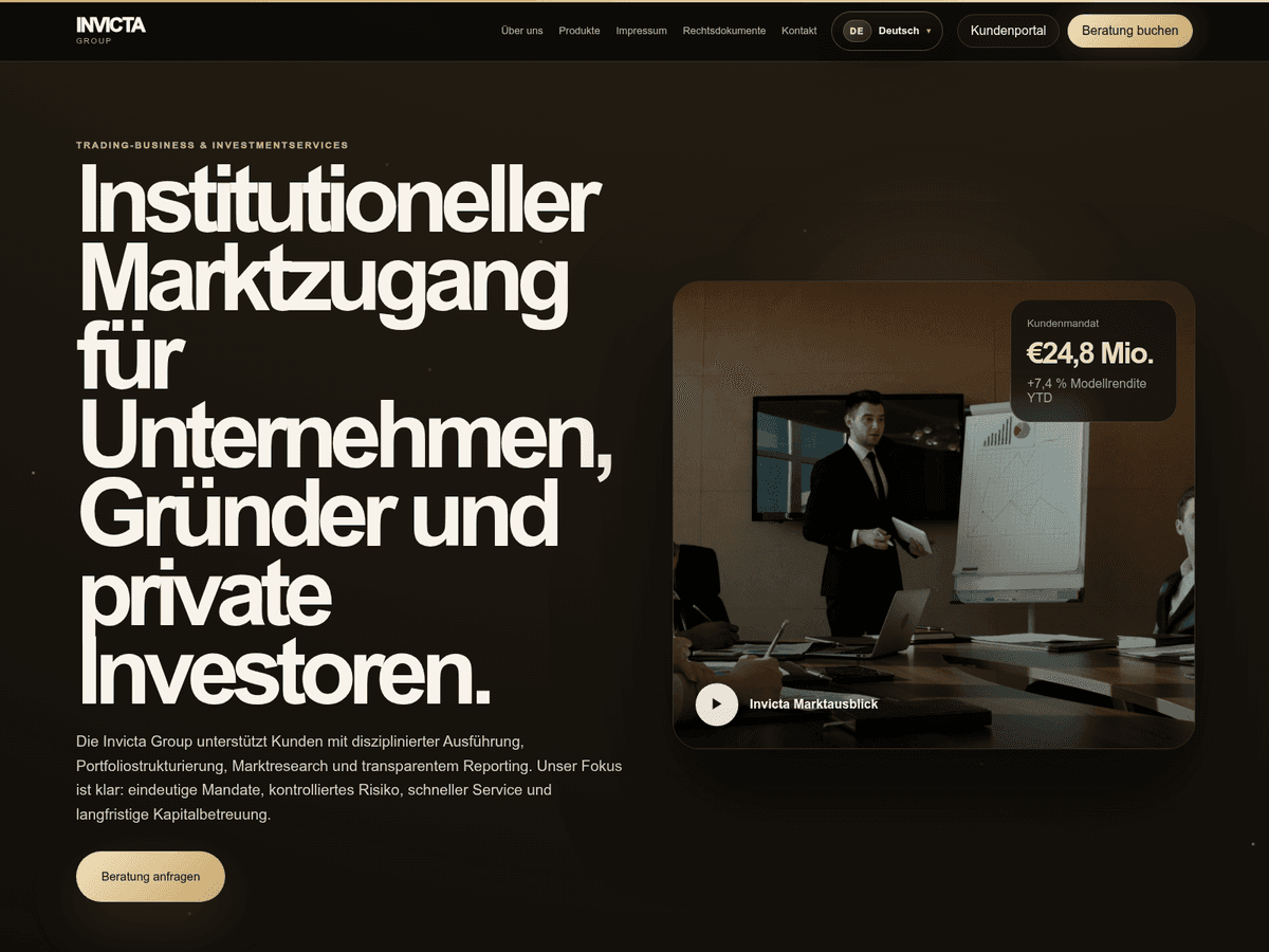 Screenshot der Webseite Invicta (invicta.limited)