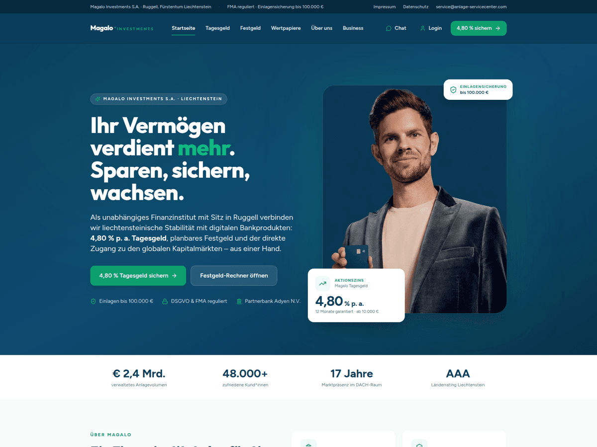 Screenshot von Magalo Investment