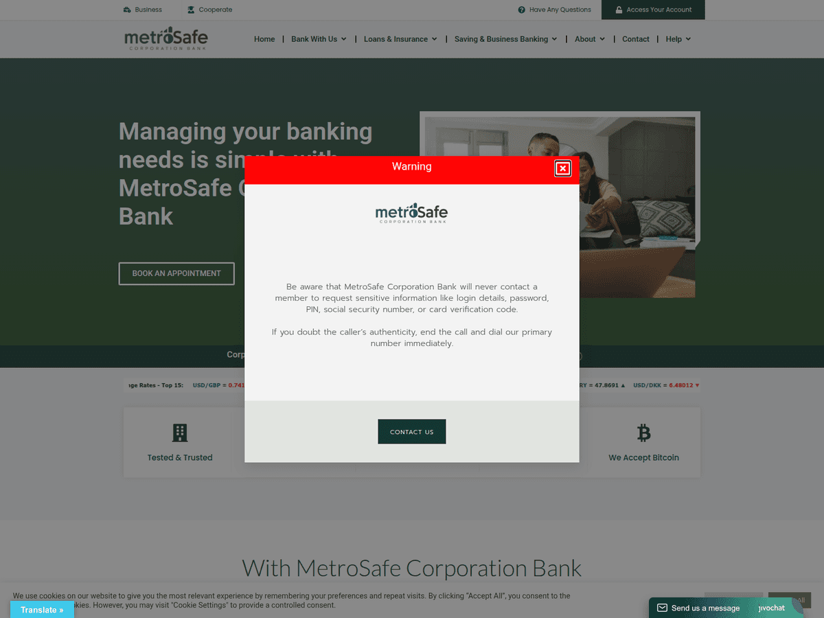 Screenshot von Metrosafecorp