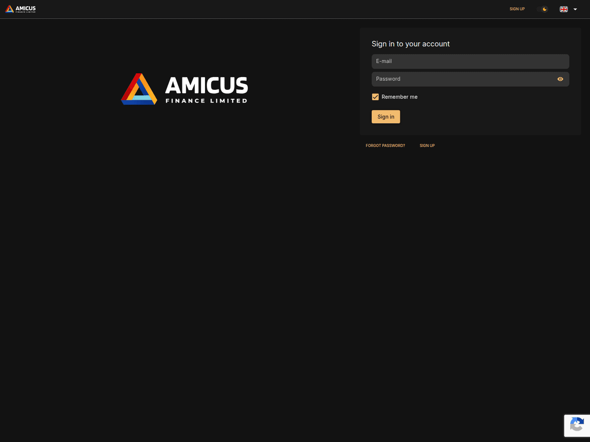 Screenshot der Webseite Amicus Co (my.amicus-co.uk)