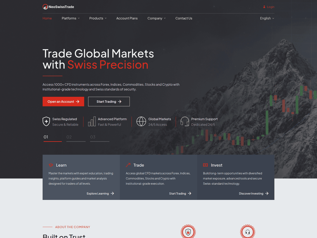 Screenshot der Webseite Neoswiss Trade (neoswiss-trade.com)
