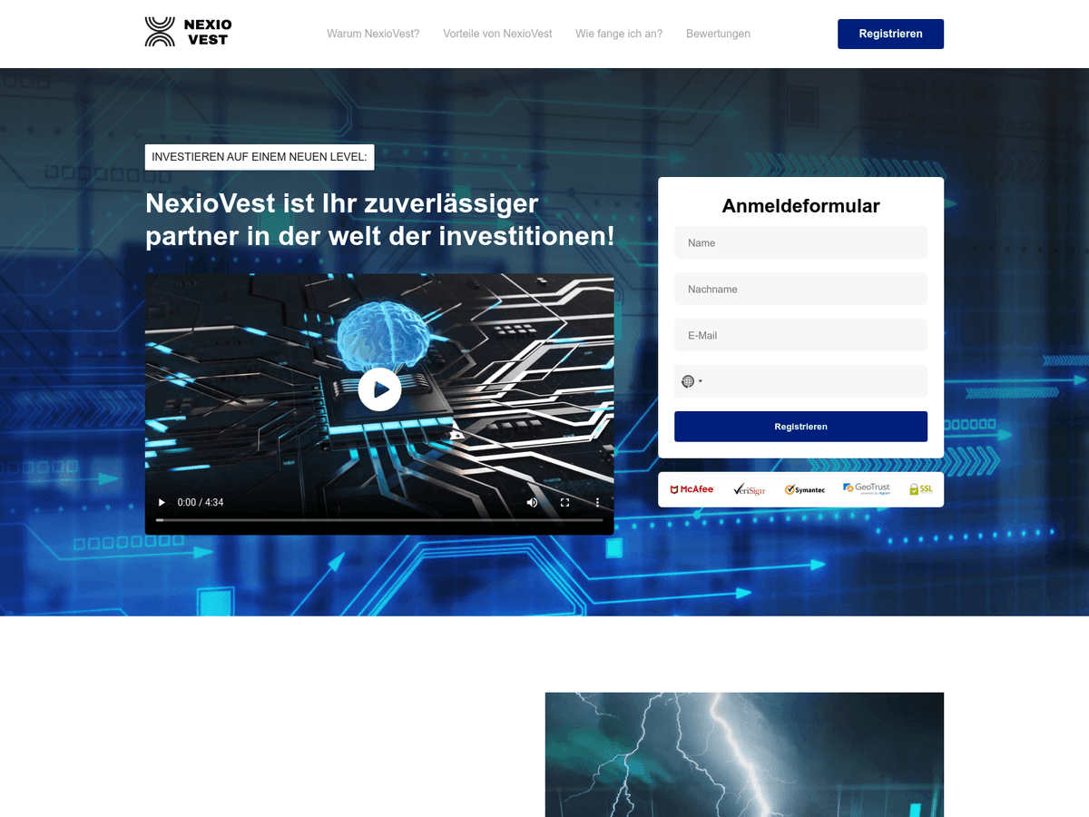 Screenshot von Nexiovest