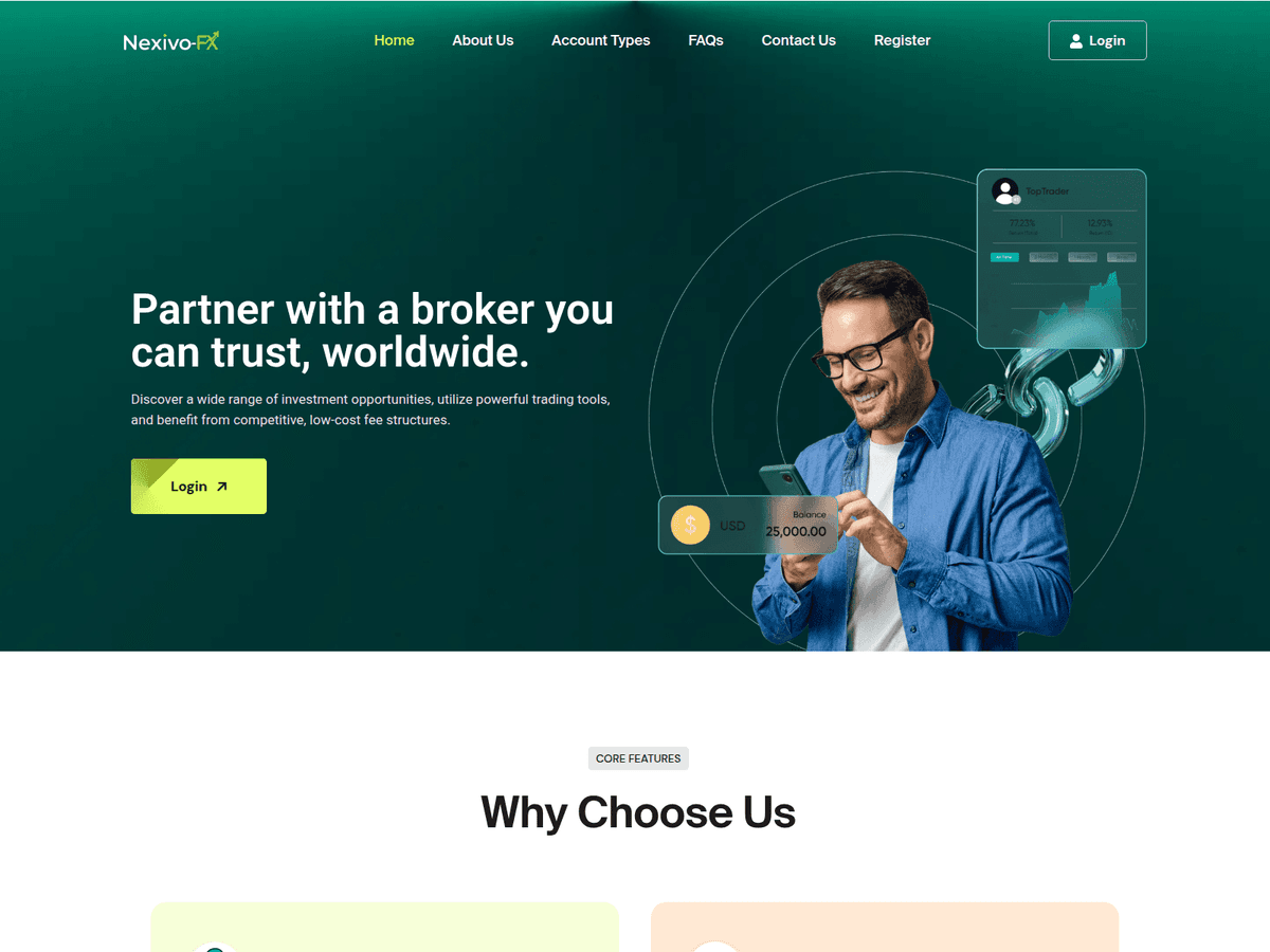 Screenshot der Webseite Nexivo Fx (nexivo-fx.com)