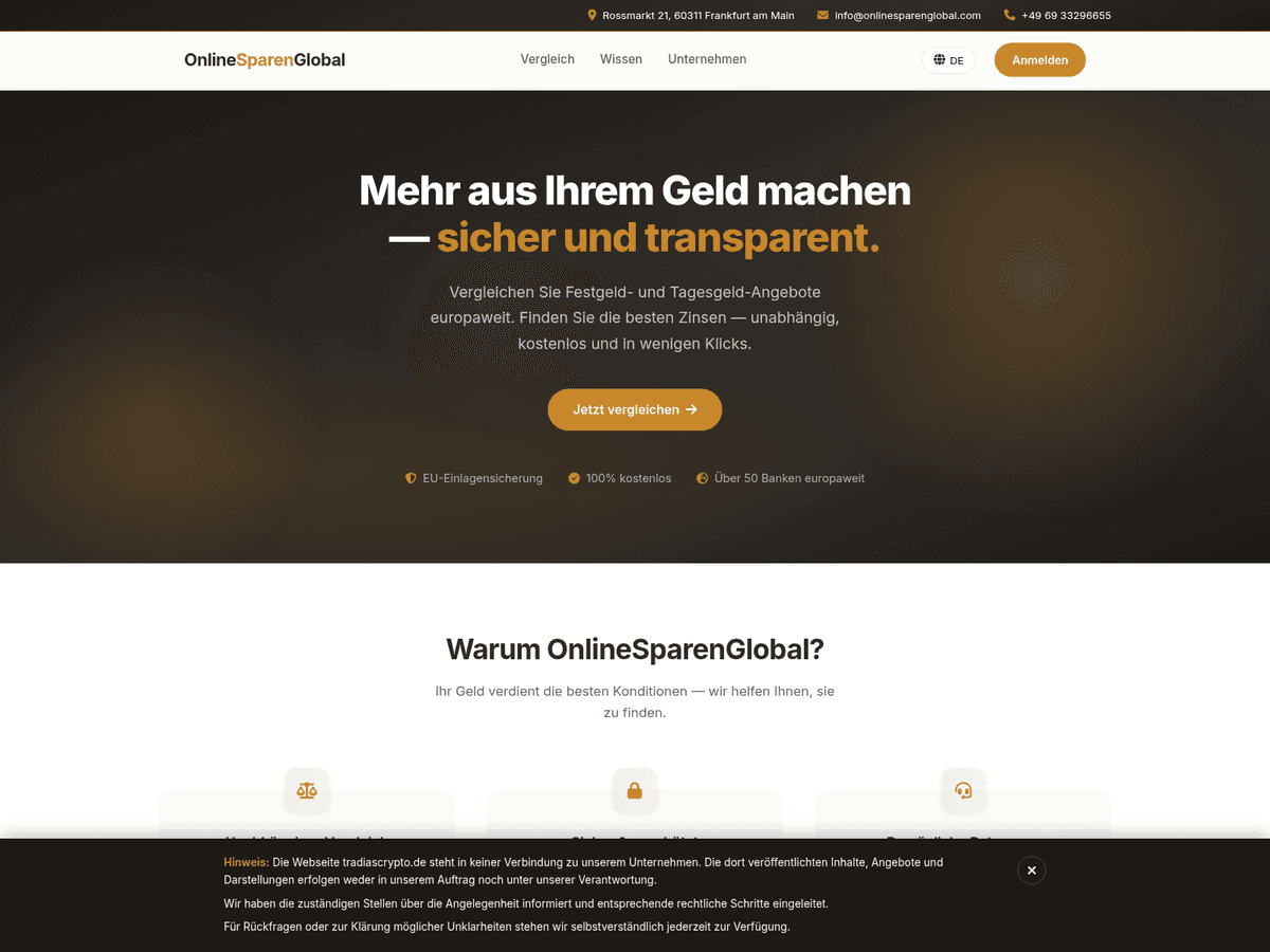 Screenshot von Onlinesparenglobal