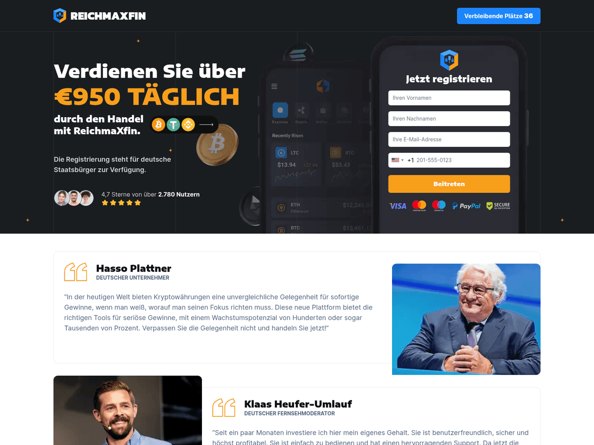 Screenshot von Reichmaxfin