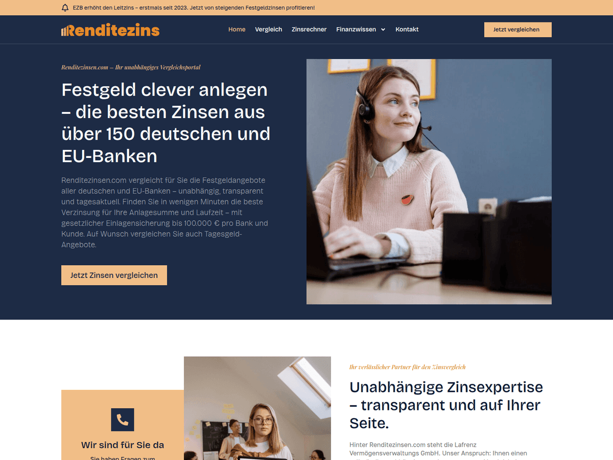Screenshot von Renditezinsen