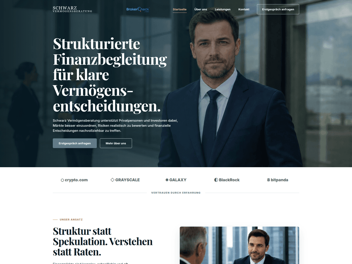 Screenshot von Schwarzvermoegensberatung