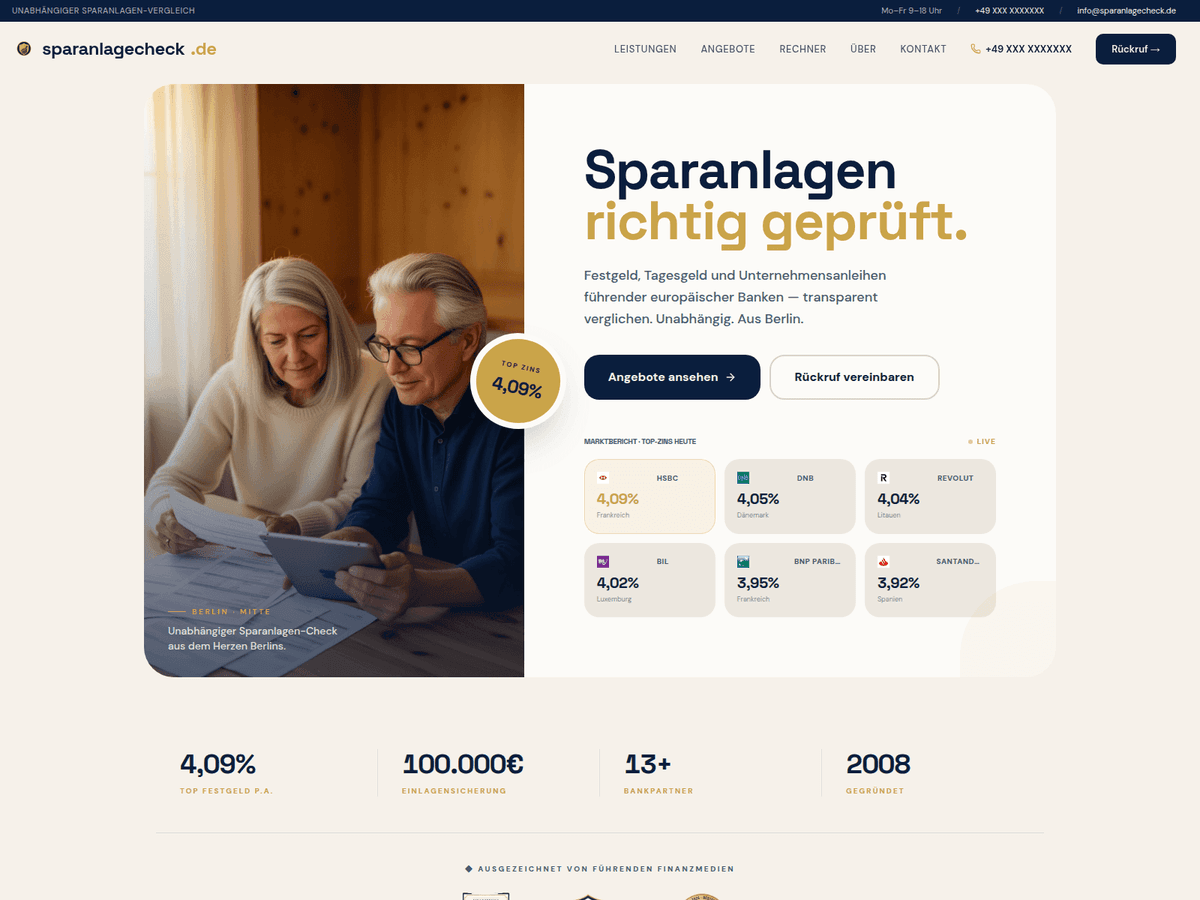 Screenshot der Webseite Sparanlagecheck (sparanlagecheck.de)