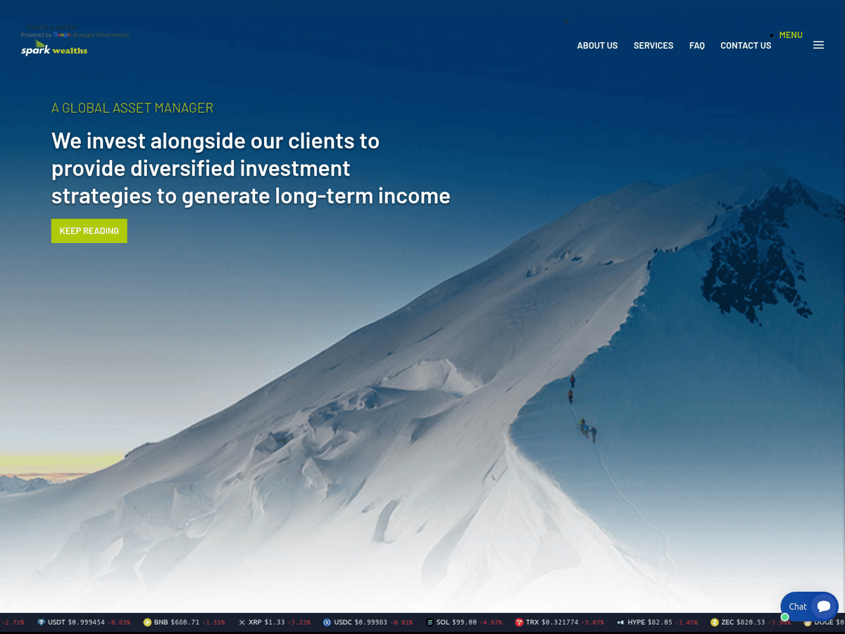 Screenshot der Webseite Sparkwealths (sparkwealths.com)