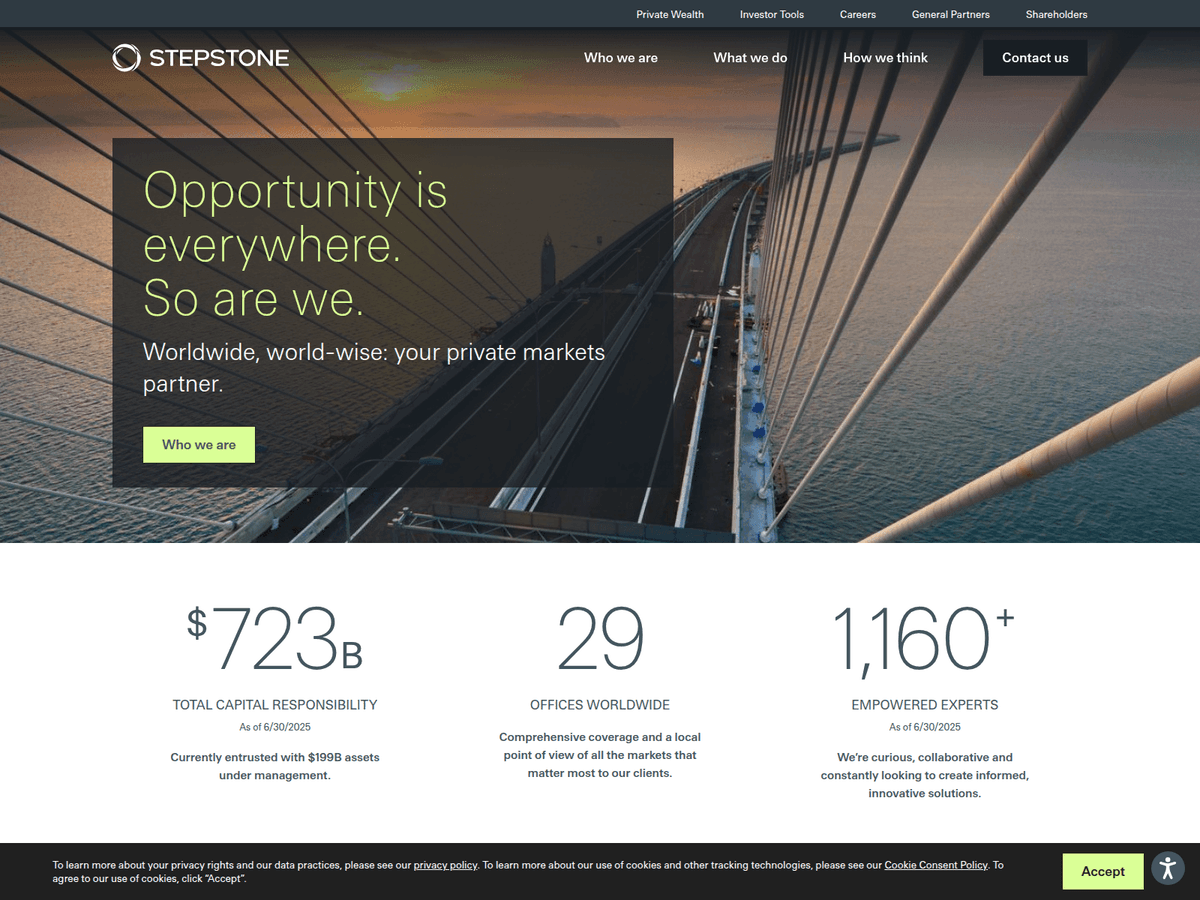 Screenshot der Webseite Stepstonegroup (stepstonegroup.com)