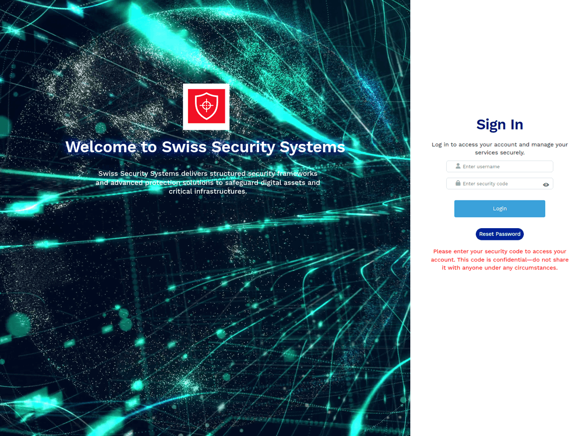 Screenshot von Swisssecuritysystems