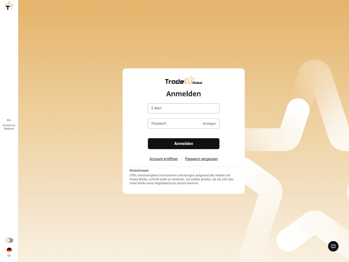 Screenshot der Webseite Tradeeuglobal (tradeeuglobal.pro)