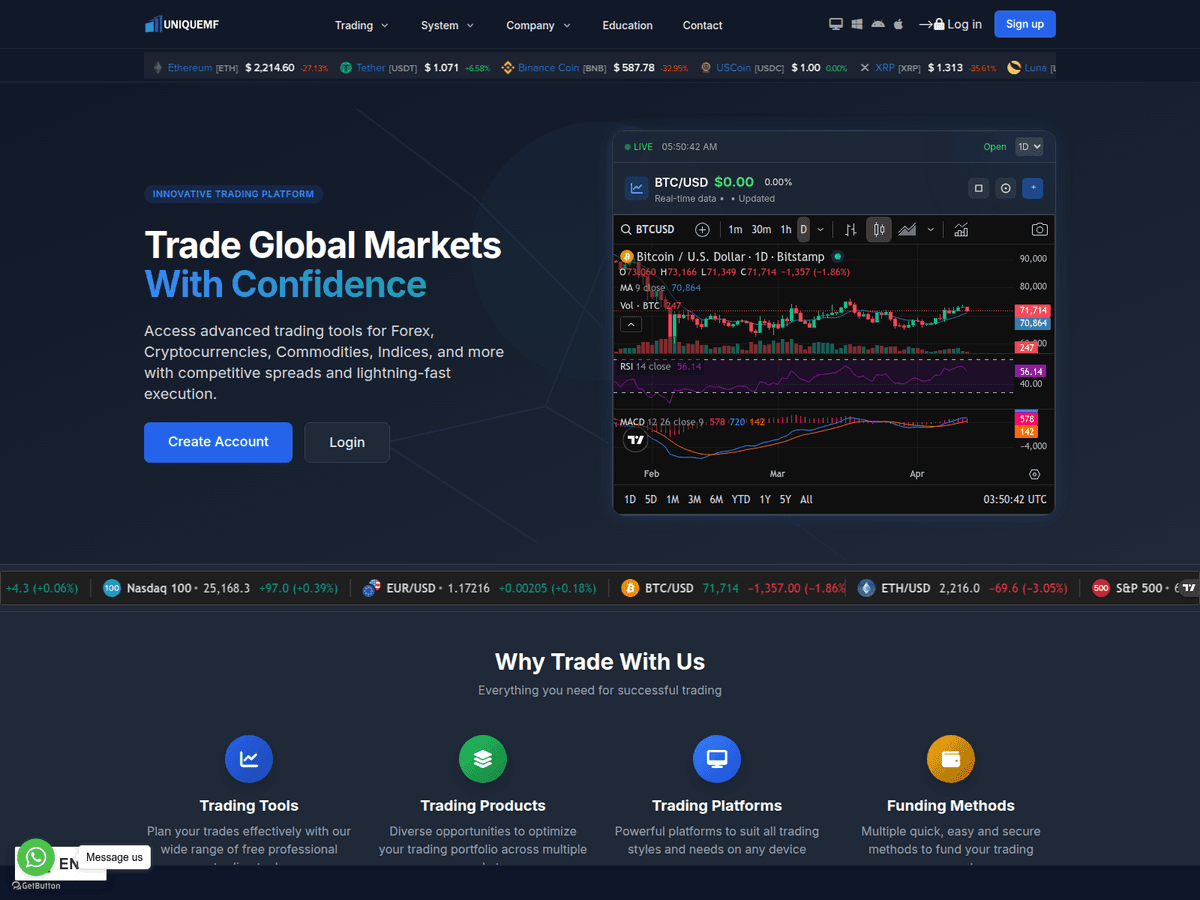 Screenshot von Uniquemarketfunds