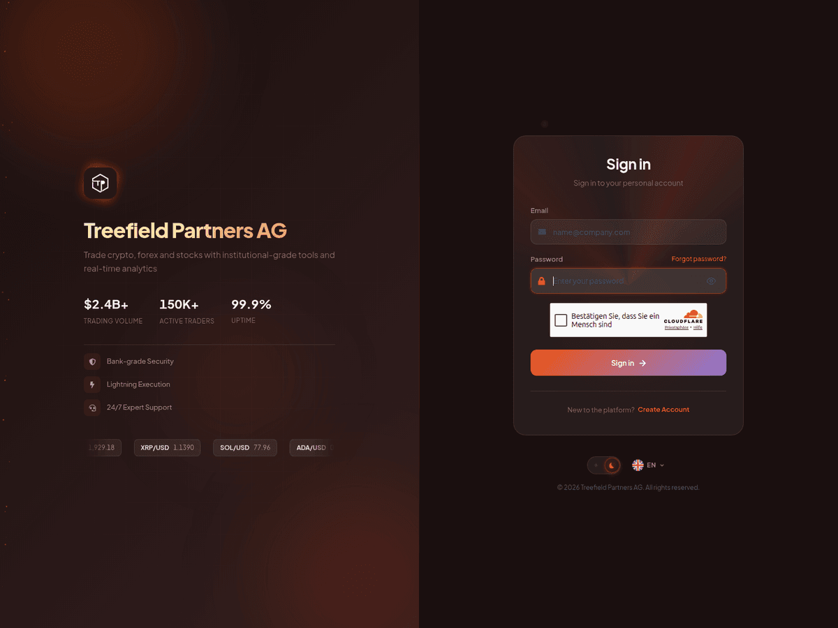 Screenshot der Webseite Treefieldpartners (user.treefieldpartners.org)
