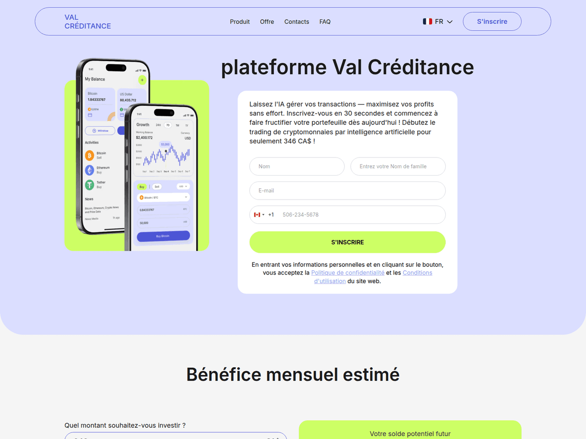 Screenshot von Valcreditance