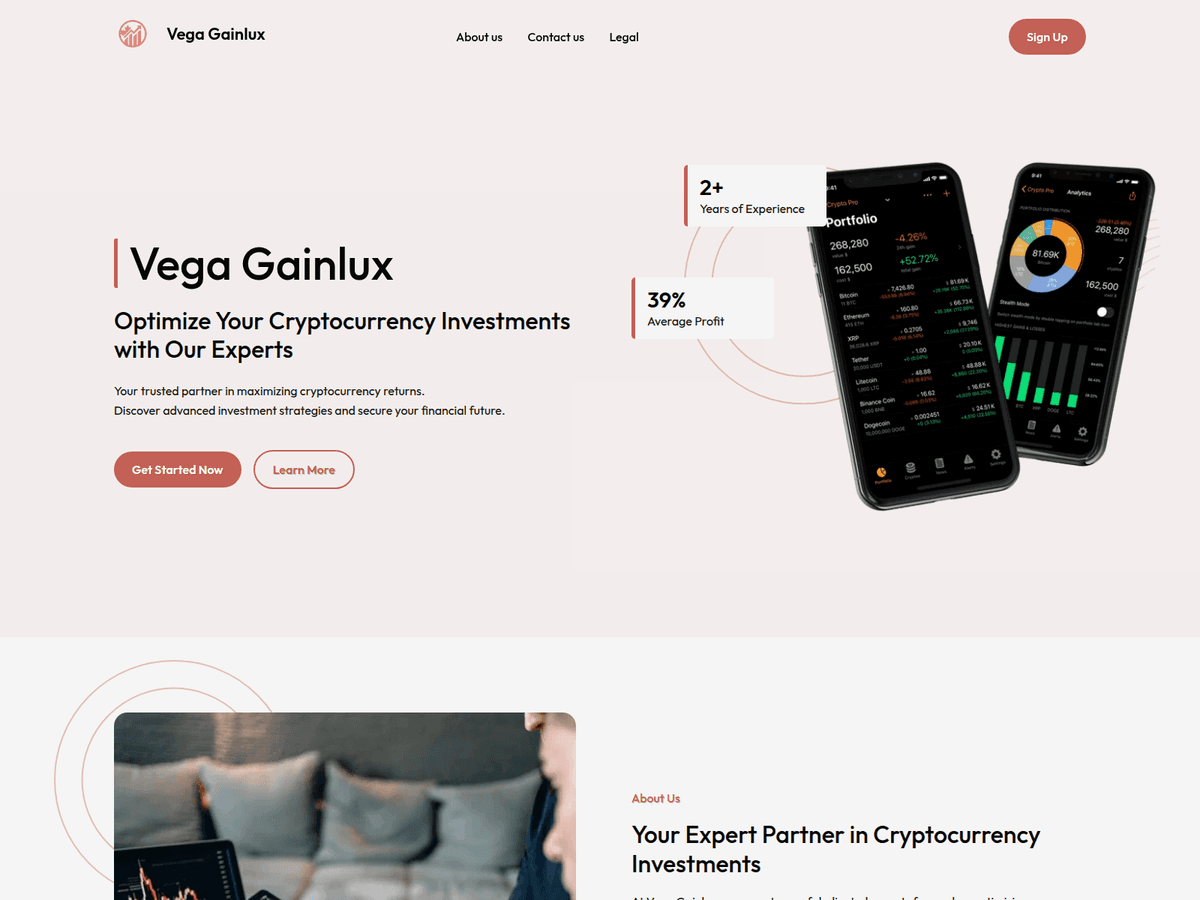 Screenshot der Webseite Vegagainlux (vegagainlux.com)