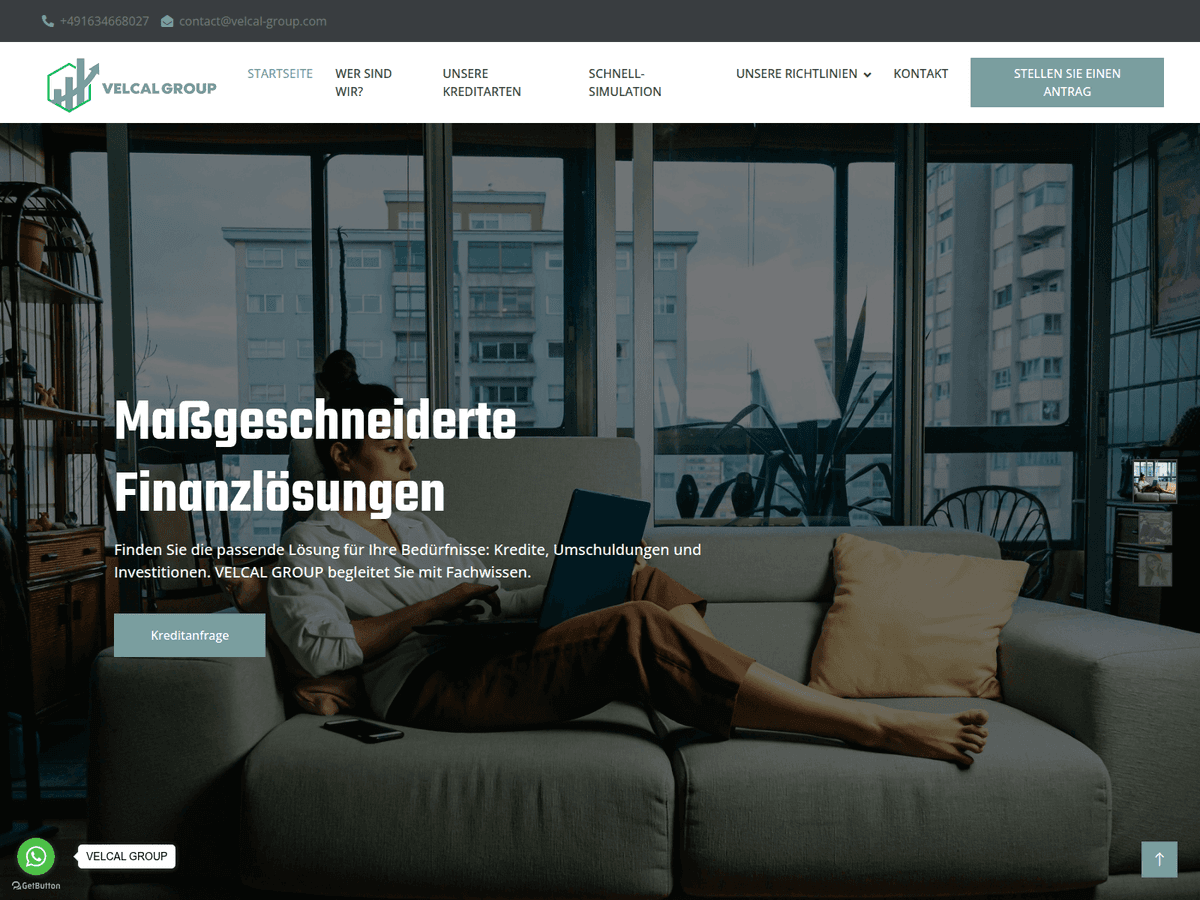 Screenshot der Webseite Velcal Group (velcal-group.com)