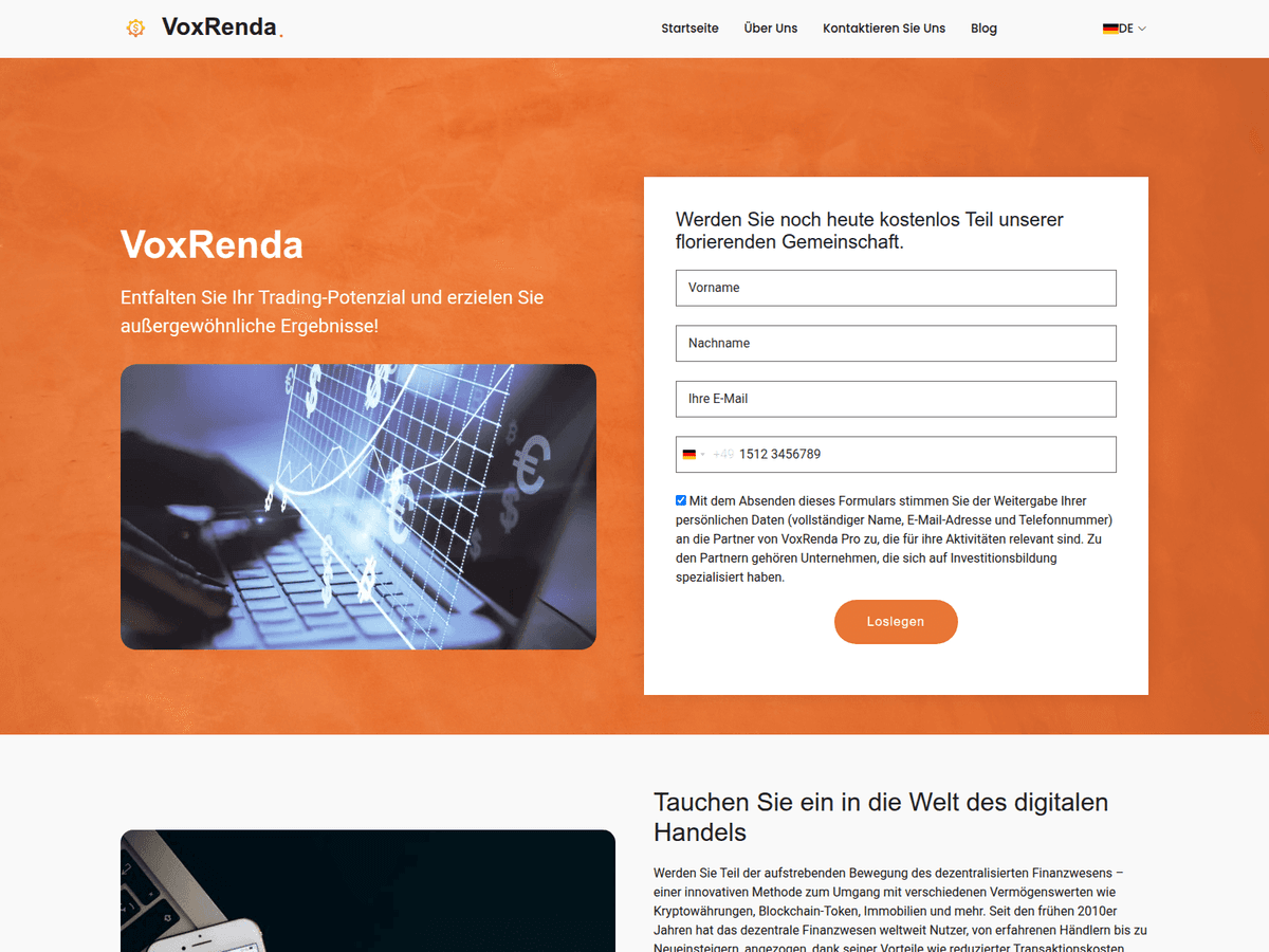 Screenshot der Webseite Vox Renda (vox-renda.org)