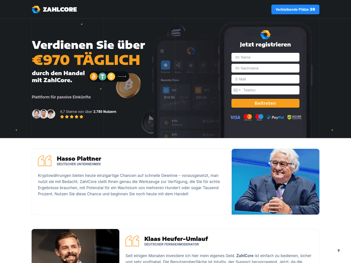 Screenshot von Zahl Core