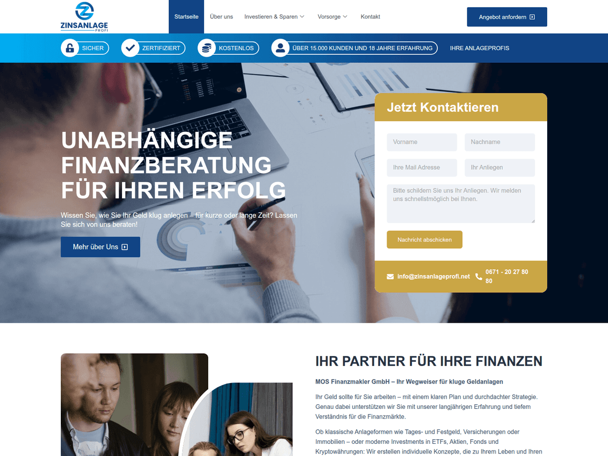 Screenshot von Zinsanlageprofi