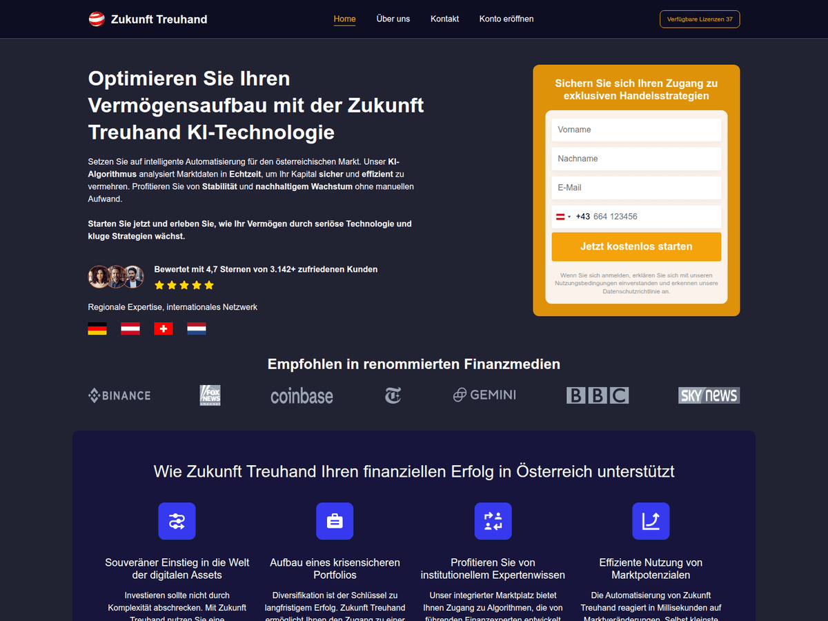 Screenshot von Zukunfttreuhand