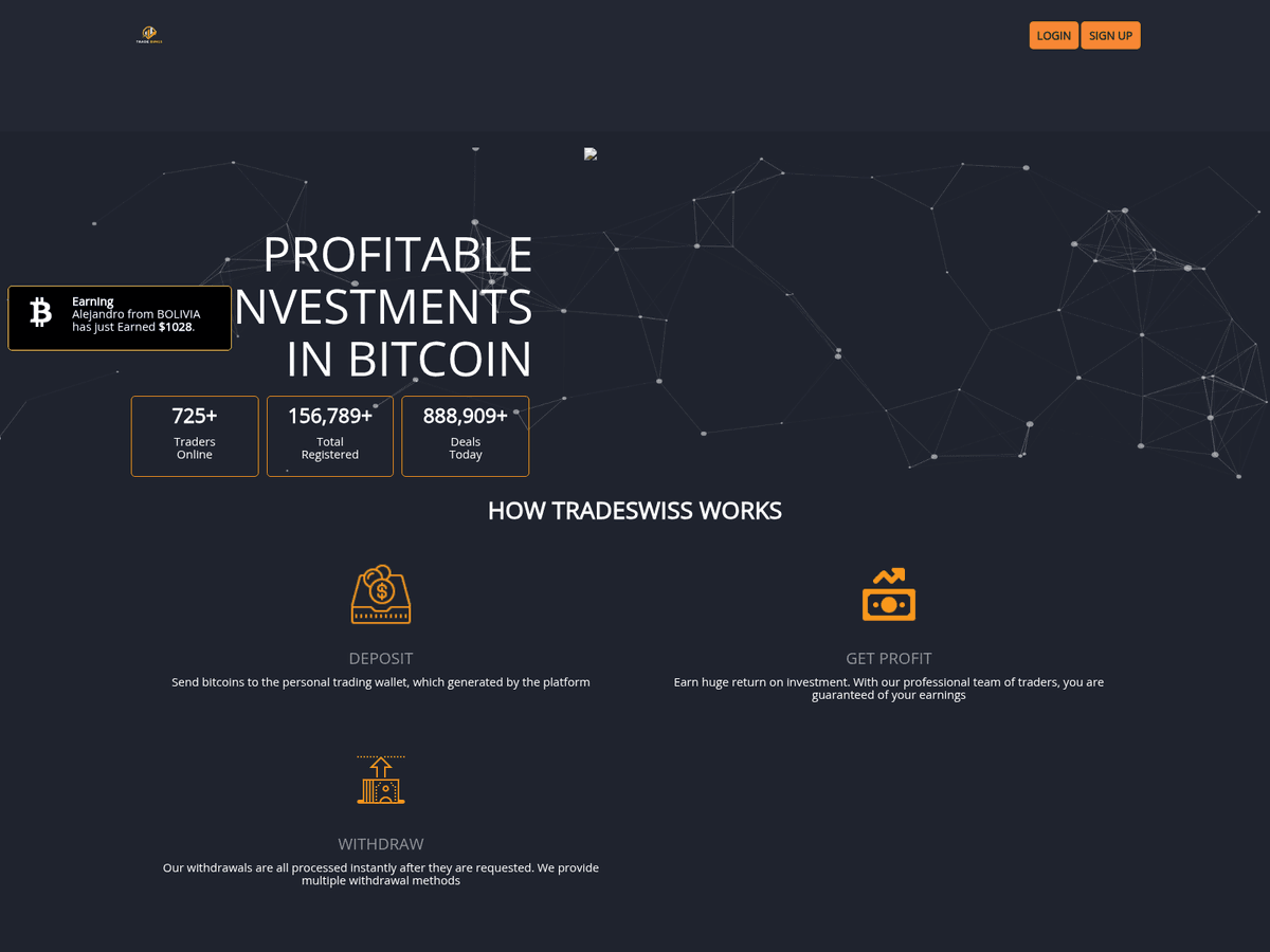 Screenshot der Webseite Tradeswiss (tradeswiss.click)