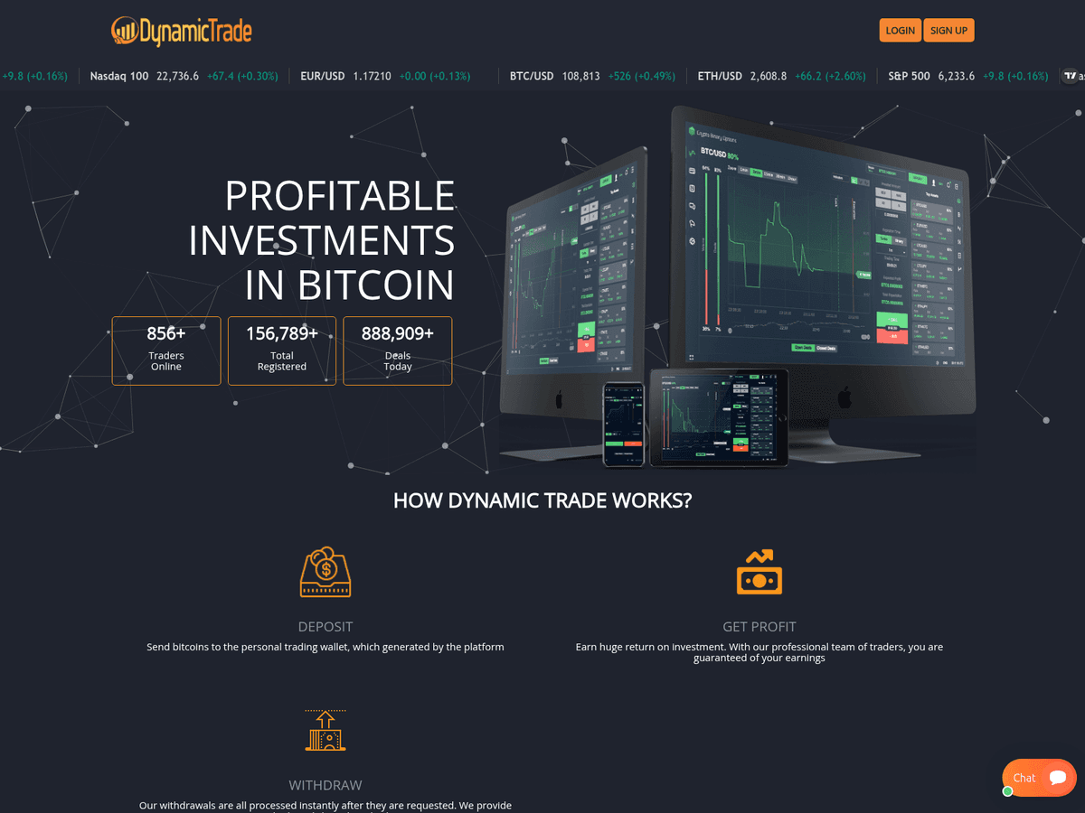 Screenshot der Webseite Dynamictrade (dynamictrade.live)