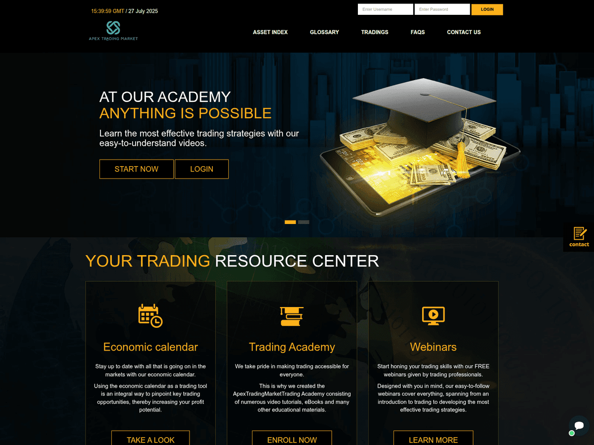 Screenshot von Apextradingmarket