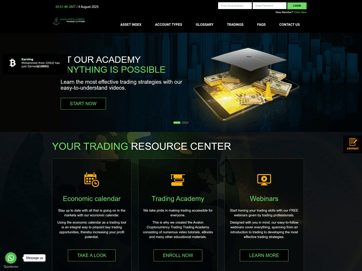 Screenshot von Avaloncryptotrading