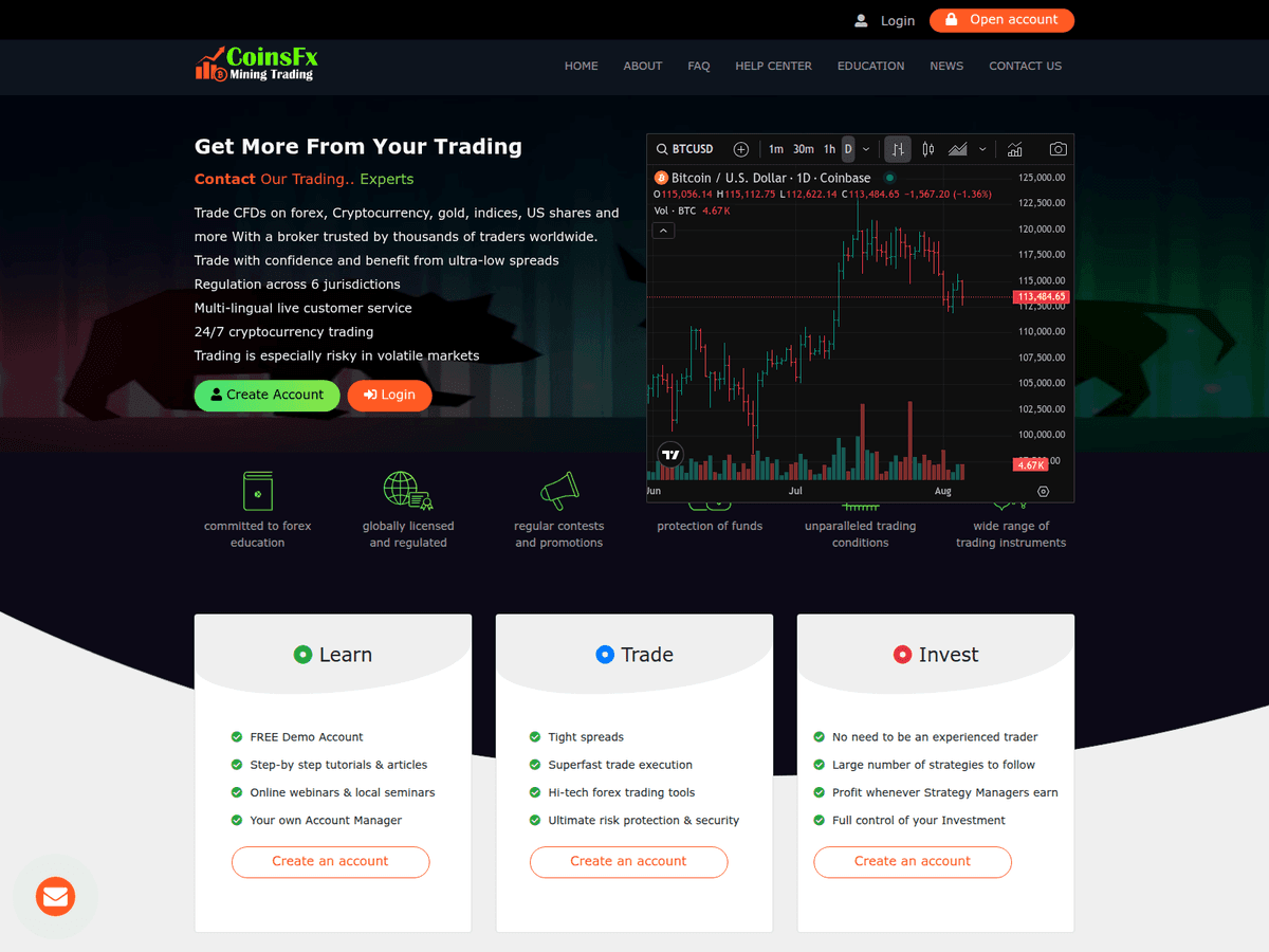 Screenshot von Coinsfxminingintl