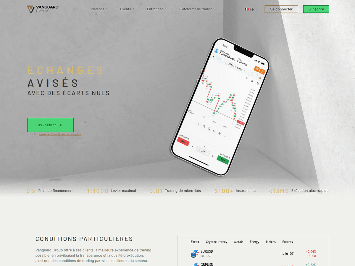Screenshot von Vanguard Group