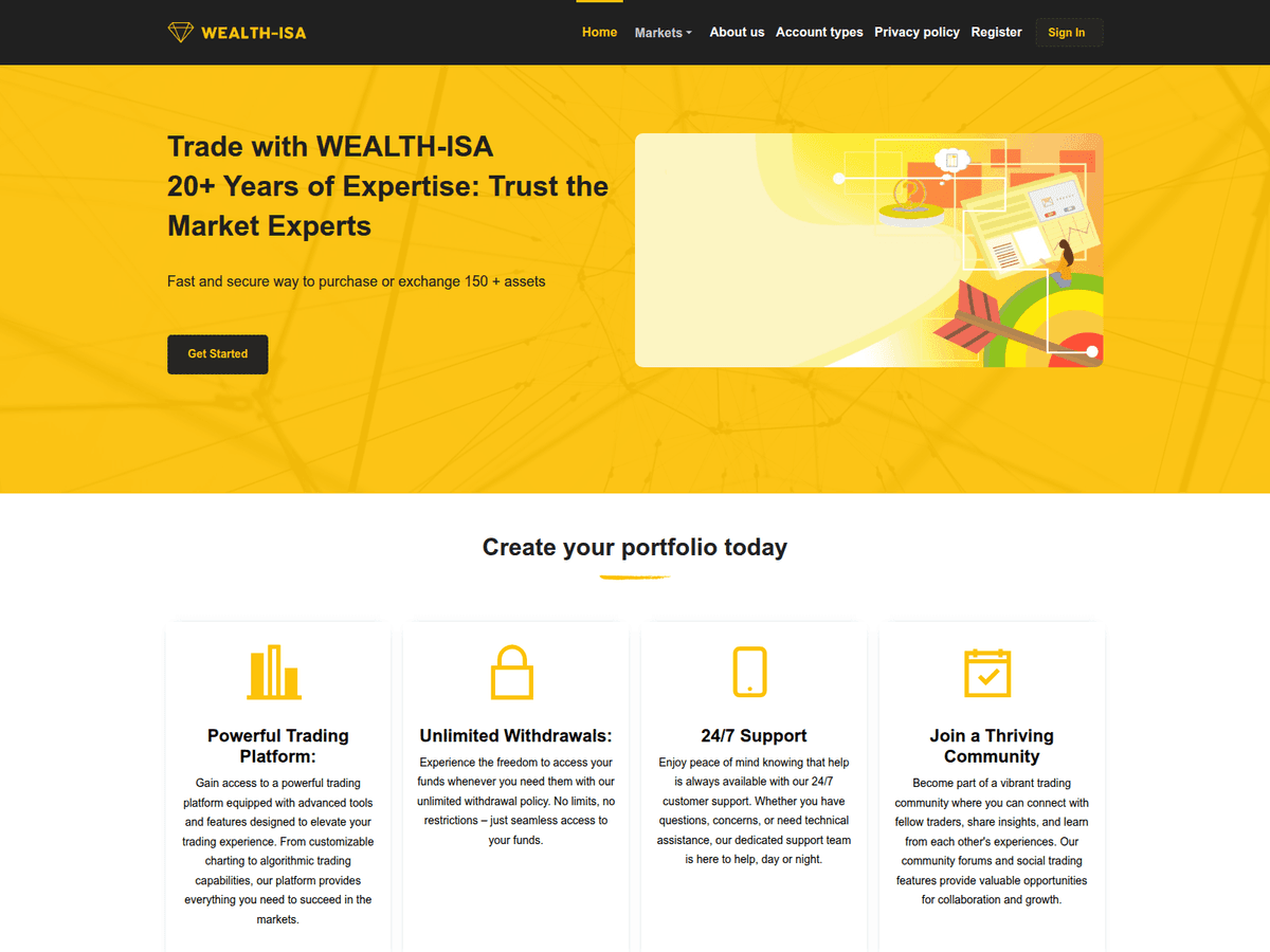 Screenshot der Webseite Wealth Isa (wealth-isa.cc)
