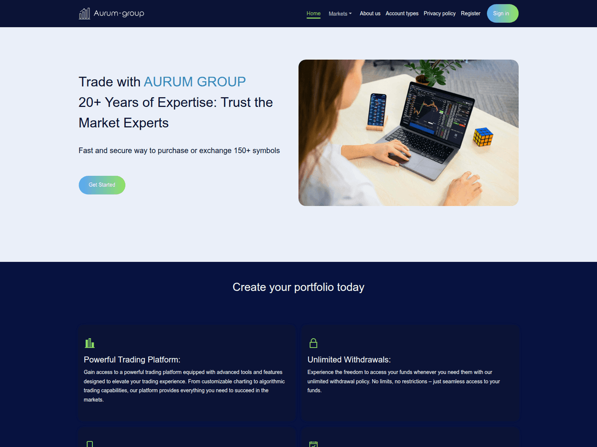 Screenshot von Aurum Group