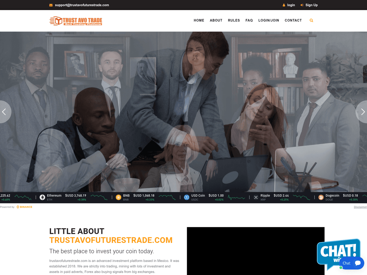 Screenshot von Trustavofuturestrade